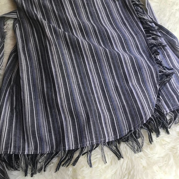 Cotton Candy LA Mini Dress Womens Medium Hartwood Blue Striped‎ True Wrap Fringe - Picture 10 of 15